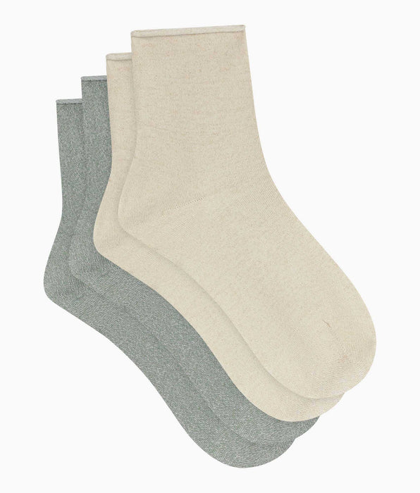 DIM Pack of 2 pairs of women's lurex socks in Khaki Beige Dim Mode