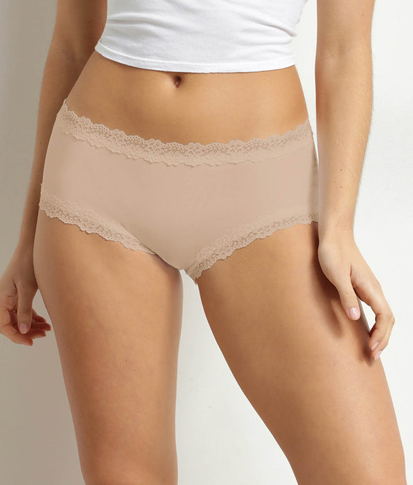 DIM Women's microfibre and lace boxer shorts Nude Dim
