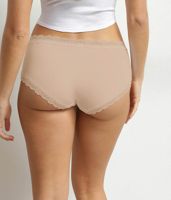 DIM Women's microfibre and lace boxer shorts Nude Dim