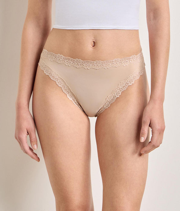 DIM Dim Nude microfibre and lace women's thong