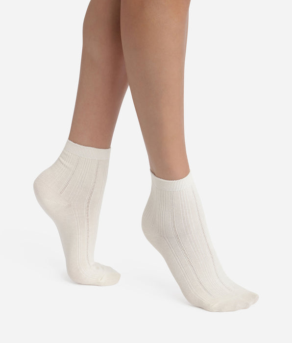 DIM Dim La Mode Ivory Pointelle Cotton Women's Socks