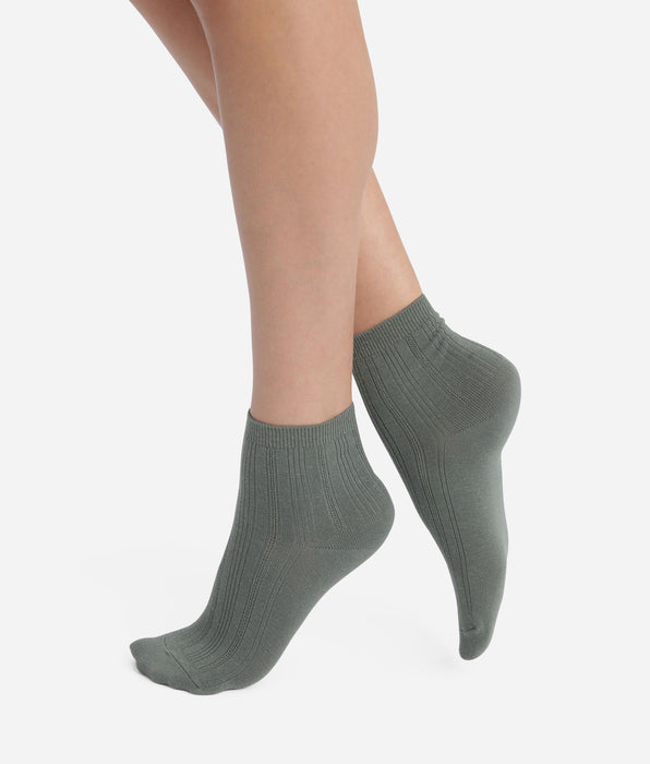 DIM Dim La Mode women's pointelle cotton socks in Iceberg Green
