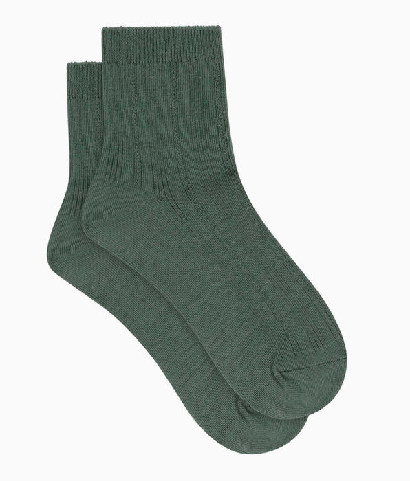 DIM Dim La Mode women's pointelle cotton socks in Iceberg Green