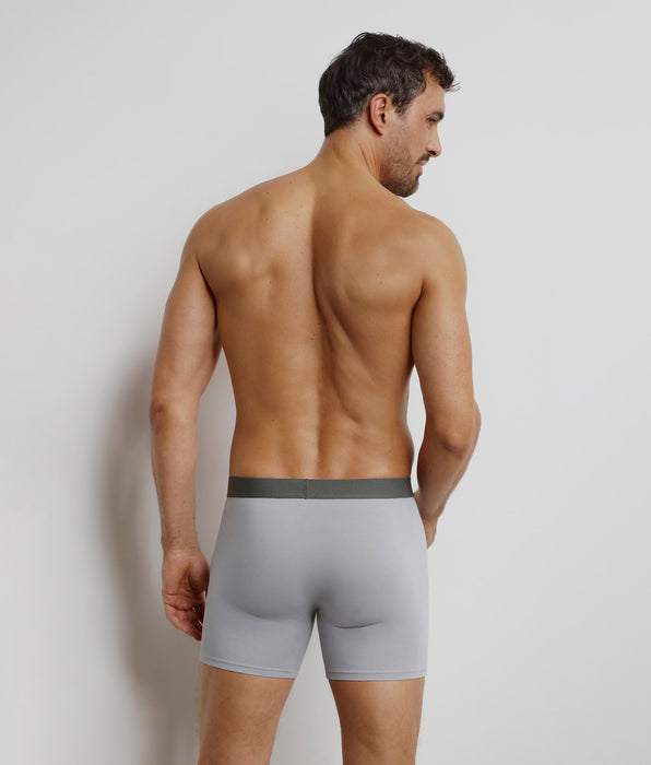 DIM Dim Trendy men's long cotton boxer shorts in Steel
