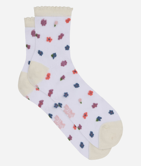 DIM Women's sheer pink floral socks Socks Petal
