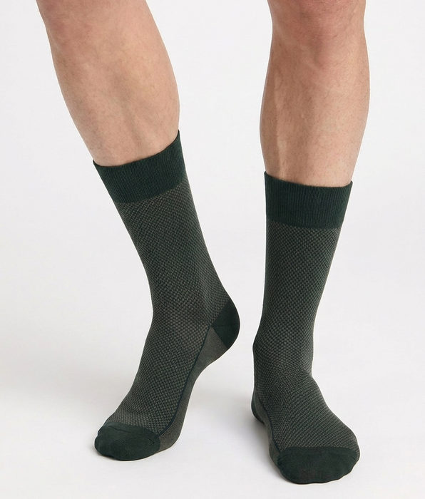 DIM Men's green tartan cotton socks La Mode