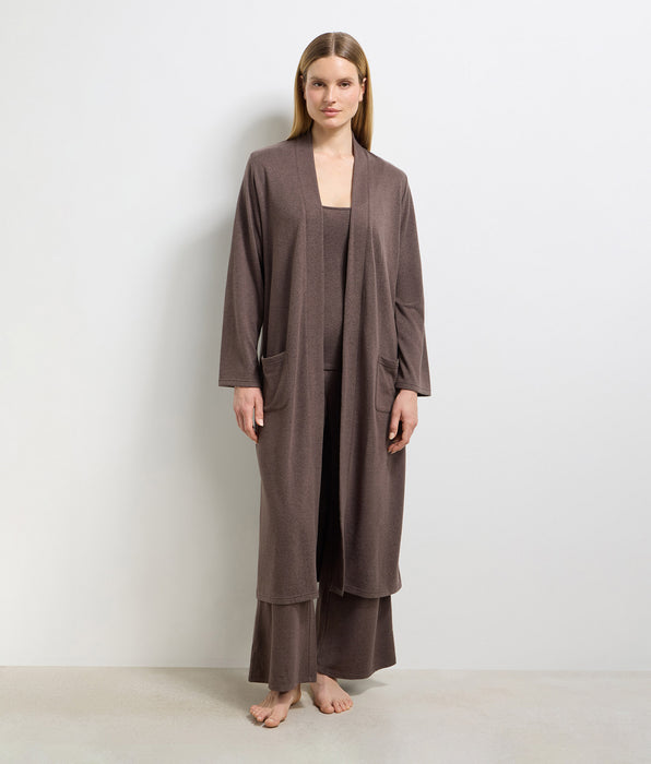 DIM Long dark brown fine jersey cardigan DIM x Ines de la Fressange