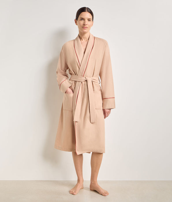 DIM Beige silk flannel long robe DIM x Ines de la Fressange