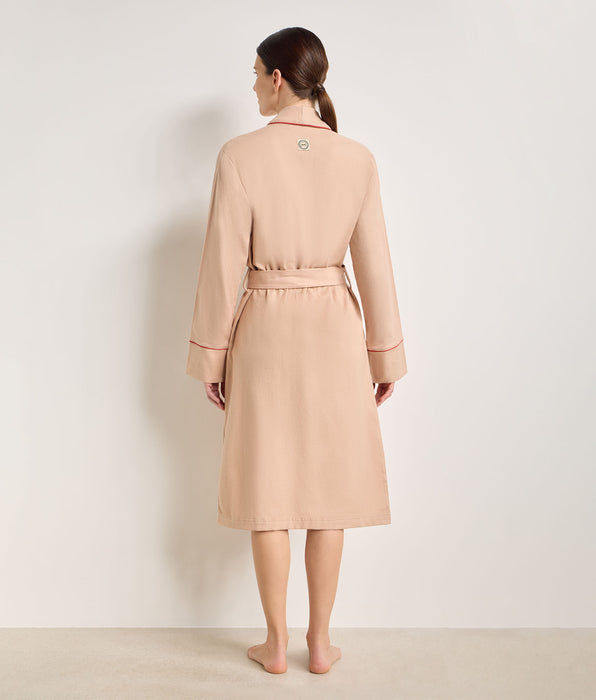DIM Beige silk flannel long robe DIM x Ines de la Fressange