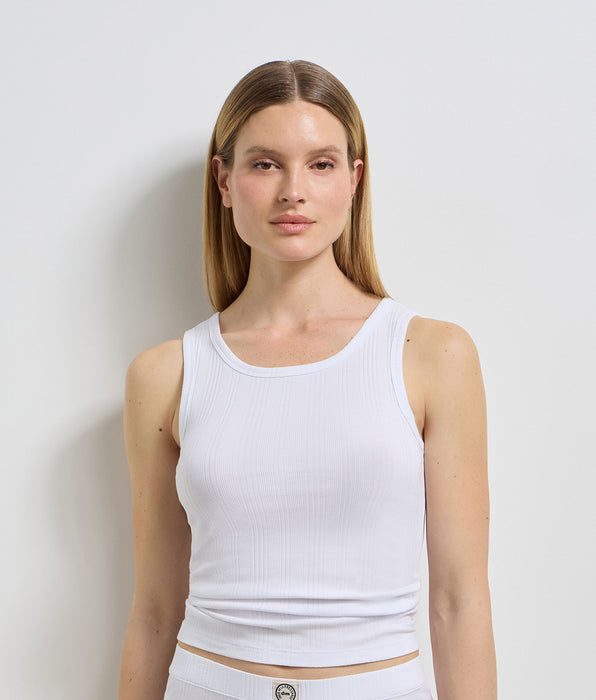 DIM Women's white fine ribbed jersey tank top Dim x Ines de la Fressange