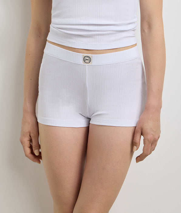 DIM Women's loose fine ribbed jersey shorts in white Dim x Ines de la Fressange