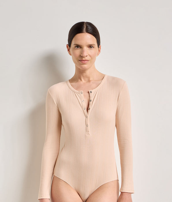 DIM Women’s long-sleeve fine ribbed jersey T-shirt bodysuit skin pink Dim x Ines de la Fressange