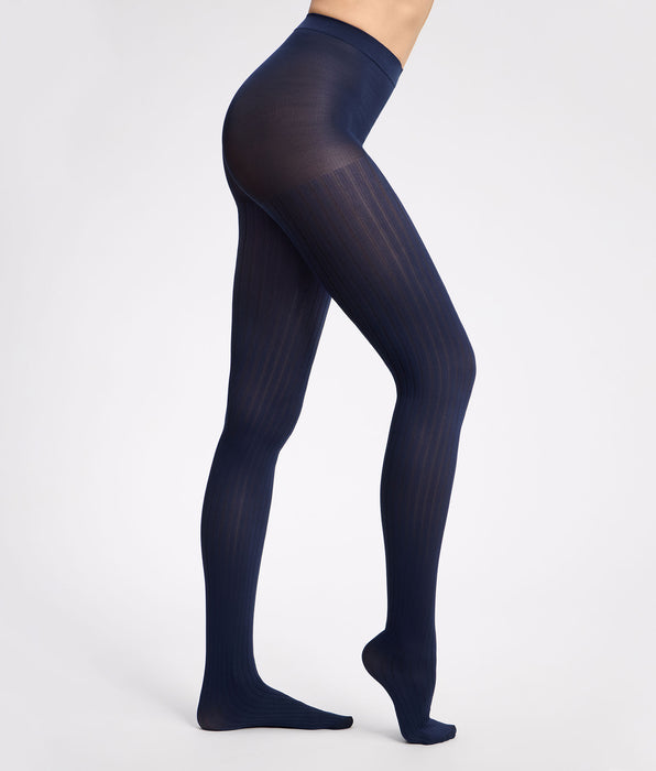 DIM Navy flat rib tights 50D DIM x Ines de La Fressange