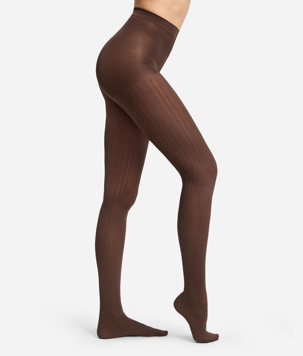 DIM Chocolate flat-rib tights 50D DIM x Ines de La Fressange