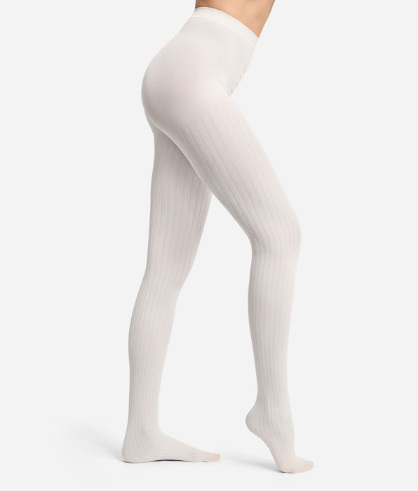 DIM Cream flat rib tights 50D DIM x Ines de La Fressange