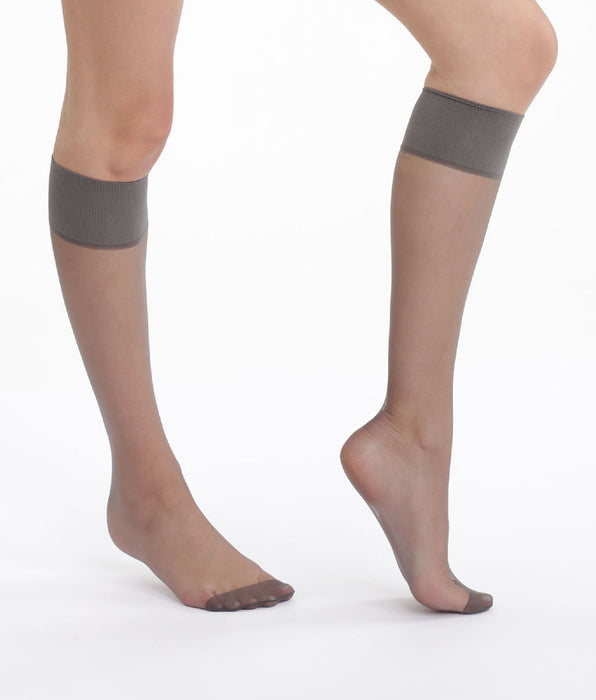 DIM Pack of 2 pairs of Mes Essentiels 15 sheer knee highs in pepper