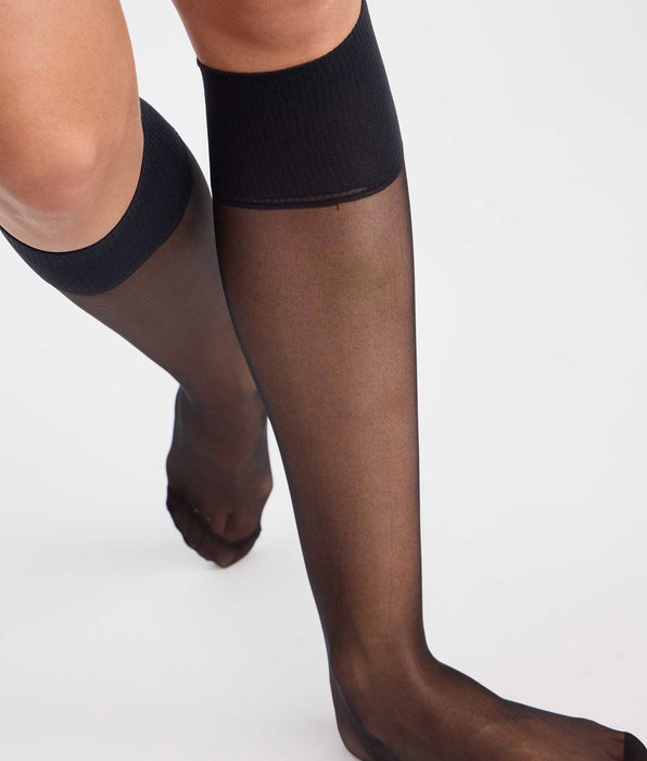 DIM Pack of 2 black sheer Resist knee-highs