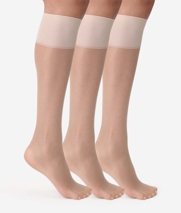 DIM Pack of 3 Beauty Resist 20D transparent capri knee socks