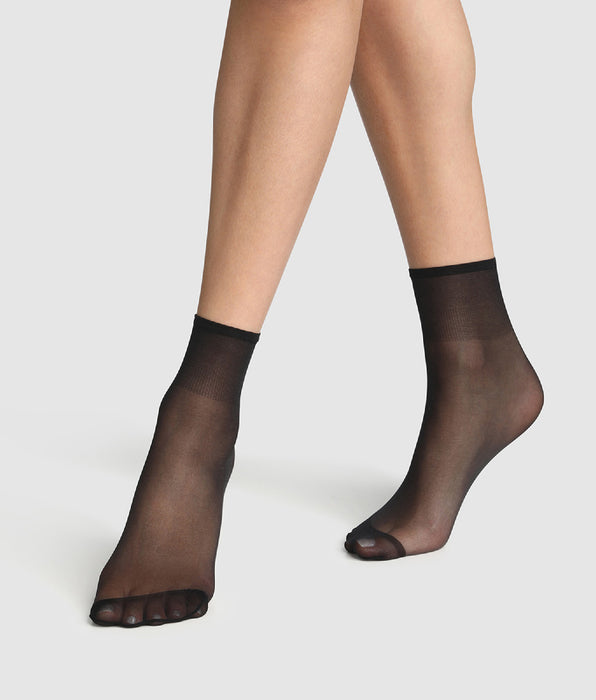 DIM Pack of 2 Sublim 14 shimmer ankle highs in black