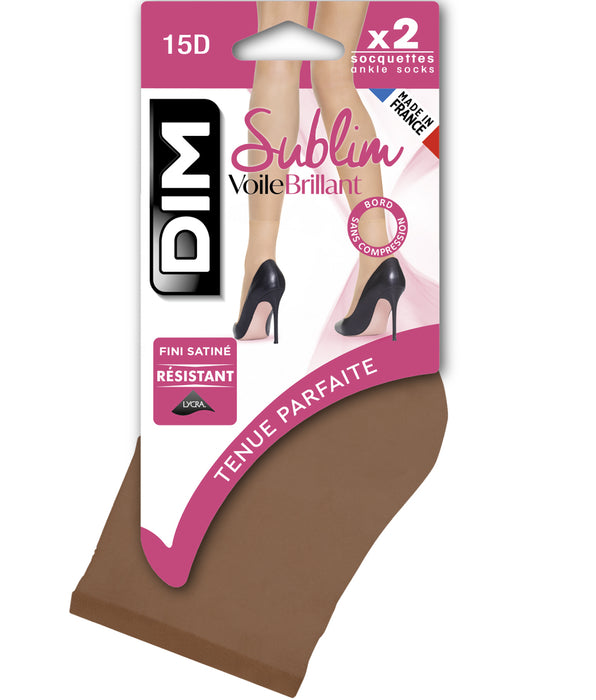 DIM Pack of 2 Sublim 14 shimmer ankle highs in gazelle