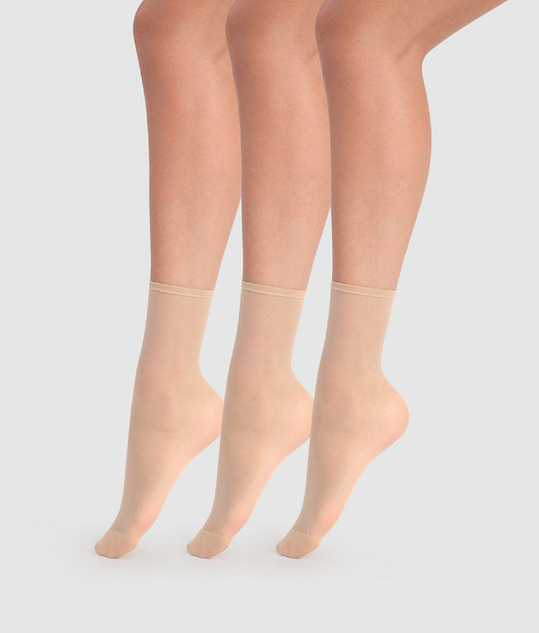 DIM Set of 3 Beauty Resist 20D transparent capri ankle socks