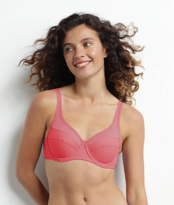 DIM Grenadine microfiber and tulle push-on bra Dim Generous