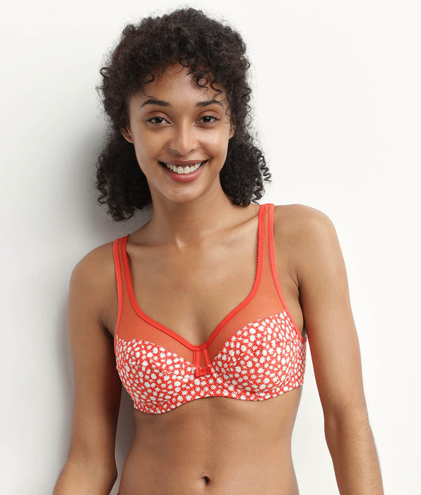 DIM Full cup underwire floral bra in Red Generous Dim
