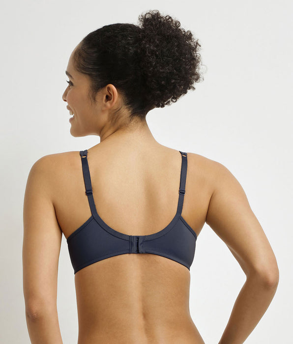 DIM Generous full-cup bra in microfibre and tulle Formal grey-blue