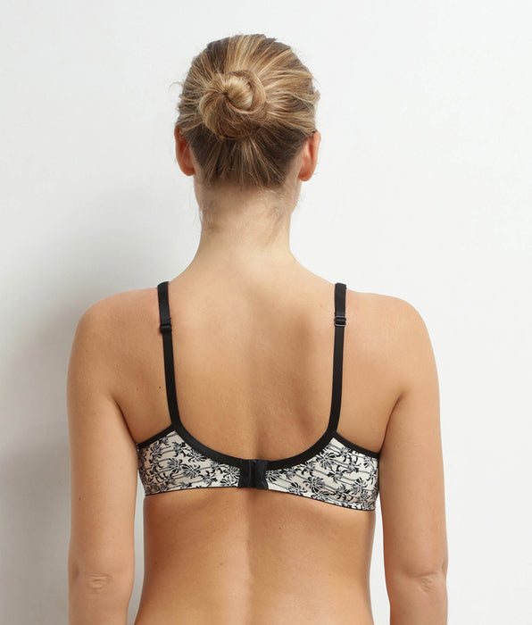 DIM Generous full-cup bra in microfibre and tulle with palm tree pattern