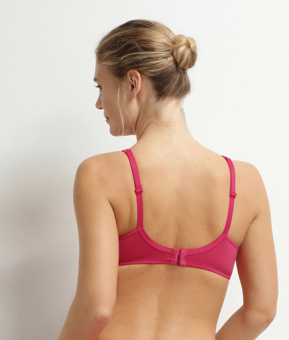 DIM Full cup bra in microfibre and tulle Raspberry Generous