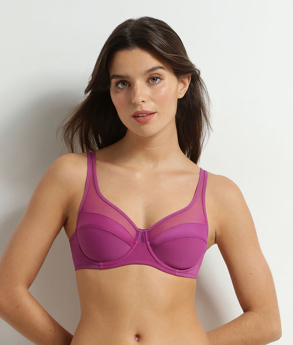 DIM Cassis Generous microfibre and tulle full-cup bra