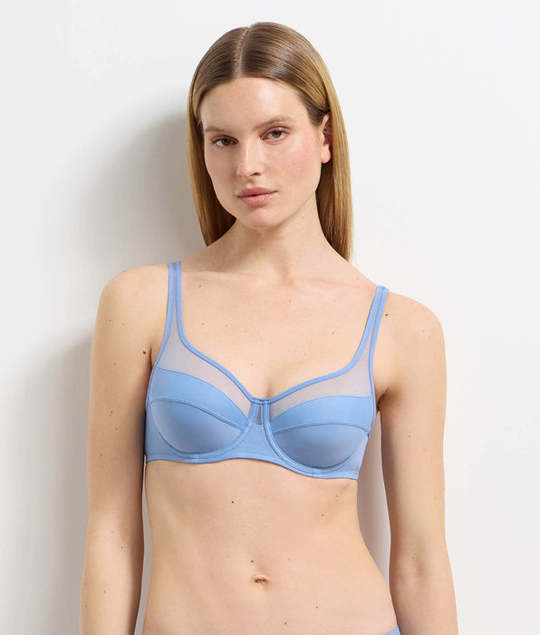 DIM Generous Classic blue linen underwired full-cup bra