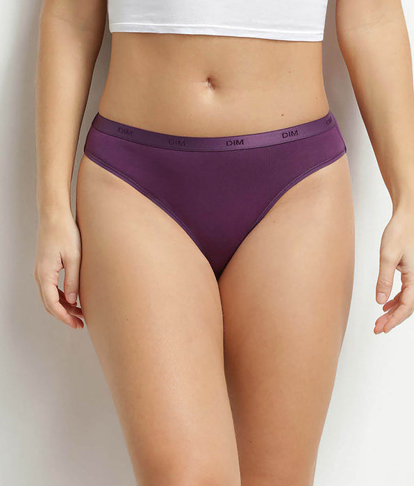 DIM Pack of 5 women's stretch cotton briefs with Les Pockets message
