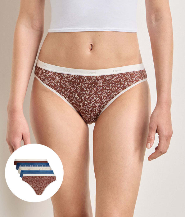 DIM Pack of 5 Les Pockets Coton Délice Café briefs