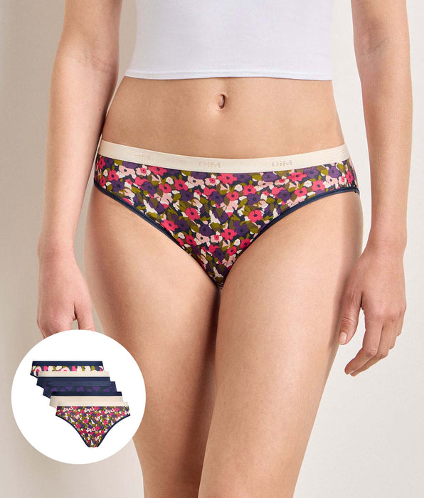 DIM Pack of 5 Floral Burst briefs Les Pockets Coton