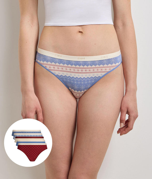 DIM Pack of 5 Les Pockets Coton brown snow briefs