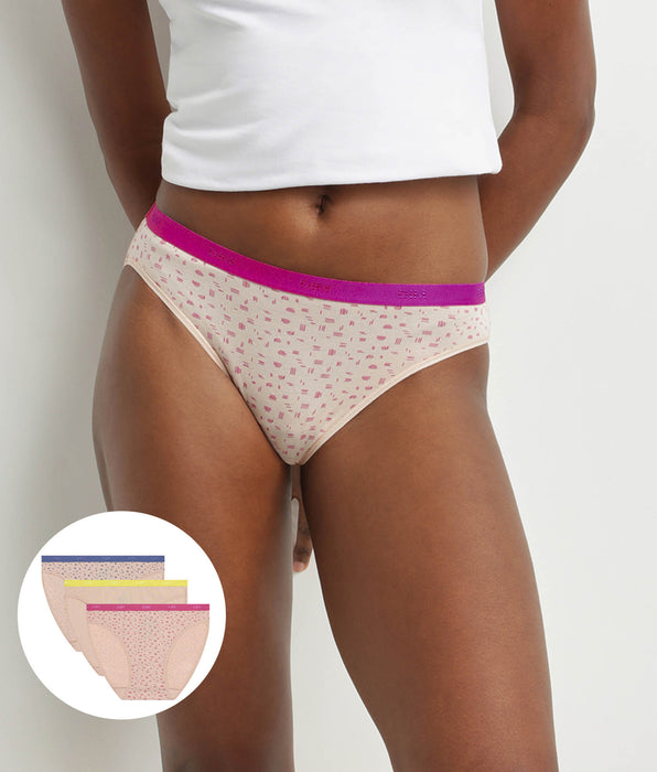 DIM Pack of 3 fluorescent stretch cotton knickers Les Pockets