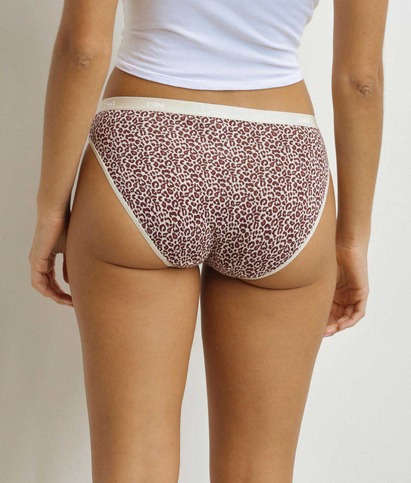 DIM Pack of 3 women's leopard print briefs Ecru Beige Les Pockets