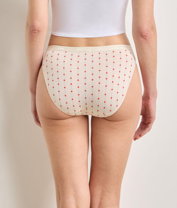 DIM Pack of 5 Soft Flowers briefs Les Pockets Coton