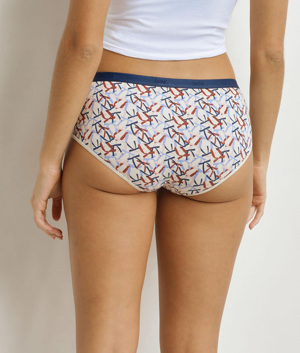 DIM Pack of 5 Women's Boxer Briefs with Red Blue Ribbons Les Pockets