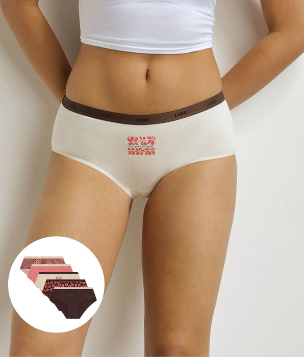 DIM Pack of 5 retro pink and brown boxer shorts Les Pockets