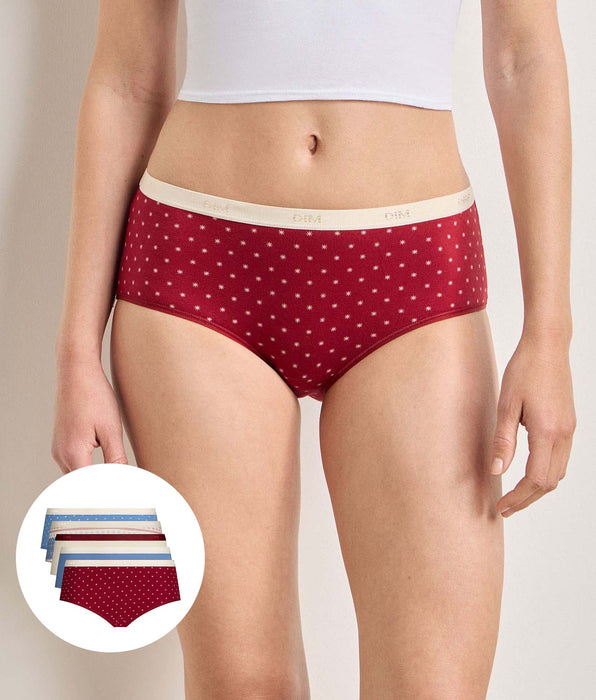 DIM Pack of 5 brown snow shorty briefs Les Pockets Coton