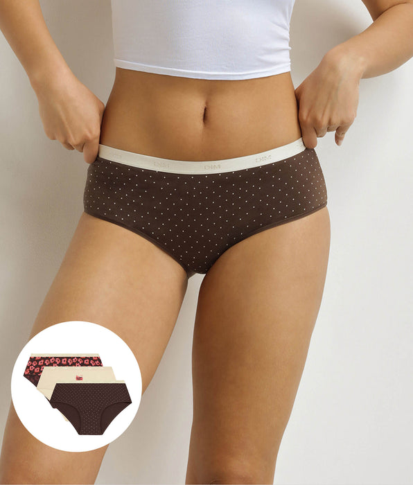 DIM Pack of 3 retro pink and brown boxer shorts Les Pockets