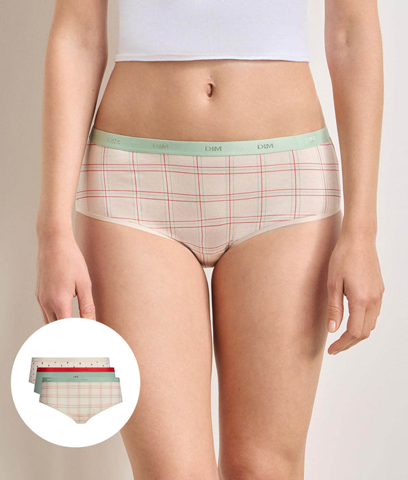 DIM Pack of 3 soft floral shorties Les Pockets Coton