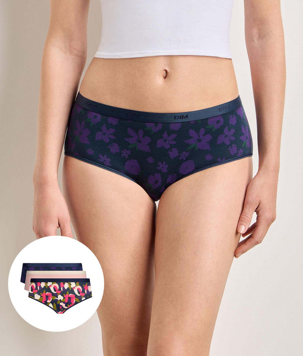 DIM Pack of 3 floral chic shorties Les Pockets Coton