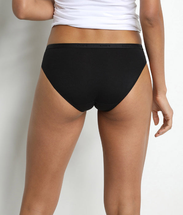 DIM Pack of 2 pairs of organic cotton midi knickers in black and white