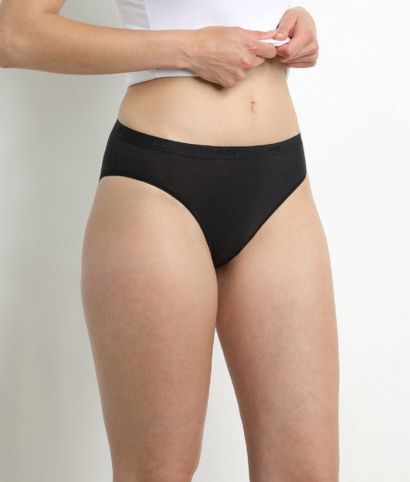 DIM Pack of 3 pairs of Les Pockets Coton bikini knickers in black/white/grey