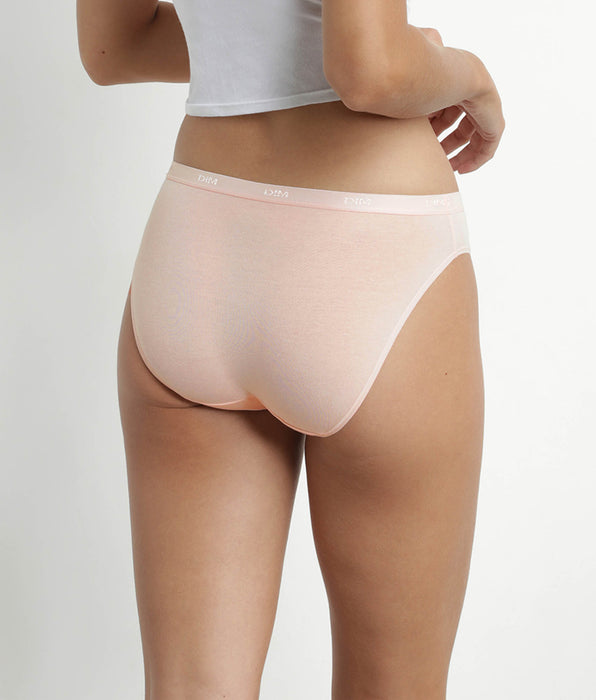 DIM Pack of 3 stretch cotton panties Yellow Nude Brown Les Pockets Ecodim