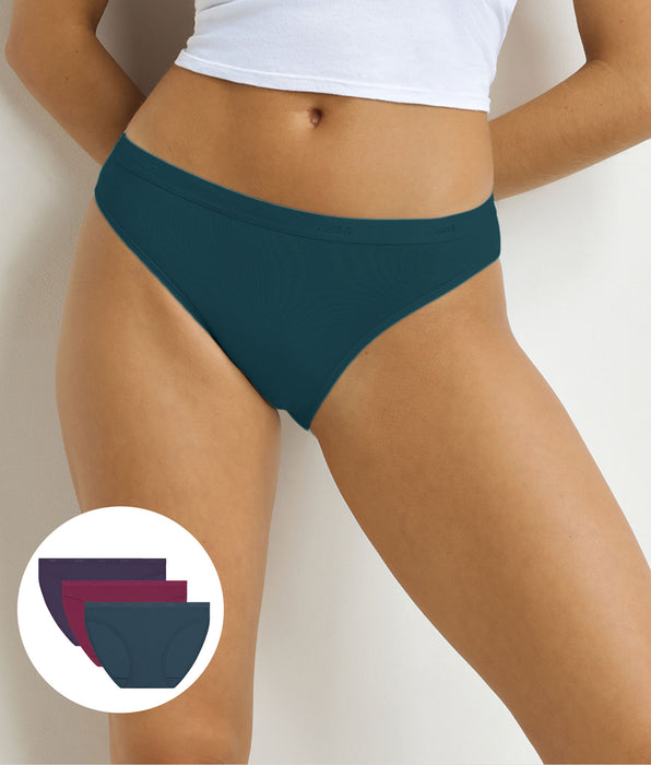 DIM Pack of 3 purple, red and green women's briefs Les Pockets Ecodim
