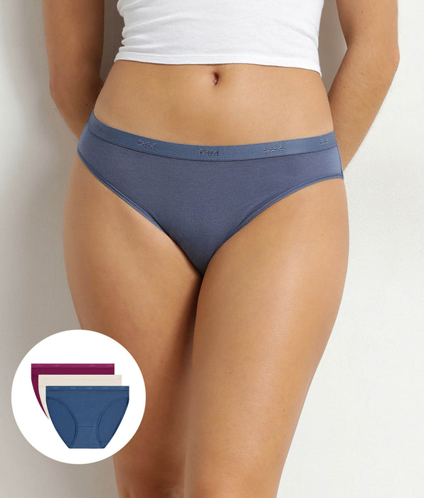 DIM Pack of 3 women's stretch cotton briefs in Ash Cream Les Pockets Ecodim
